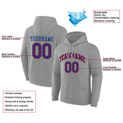 Benutzerdefinierte Authentisch Sweatshirt-Kapuzenpulli Grau-Blau-Rot