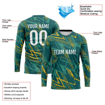Kundenspezifisches Basketball Fußball Fußball Schießen langes T-Shirt für Erwachsene und Kinder Grün