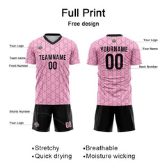 Benutzerdefinierte Fußball Trikots für Männer Frauen Personalisierte Fußball Uniformen für Erwachsene und Kind Rosa-Schwarz