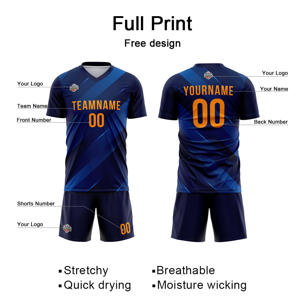Benutzerdefinierte Fußball Trikots für Männer Frauen Personalisierte Fußball Uniformen für Erwachsene und Kind Marine