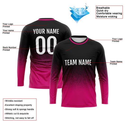 Kundenspezifisches Basketball Fußball Fußball Schießen langes T-Shirt für Erwachsene und Kinder Schwarz-Heiß Rosa