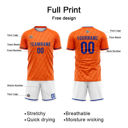 Benutzerdefinierte Fußball Trikots für Männer Frauen Personalisierte Fußball Uniformen für Erwachsene und Kind Orange-Weiß