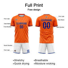 Benutzerdefinierte Fußball Trikots für Männer Frauen Personalisierte Fußball Uniformen für Erwachsene und Kind Orange-Weiß