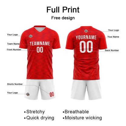 Benutzerdefinierte Fußball Trikots für Männer Frauen Personalisierte Fußball Uniformen für Erwachsene und Kind Rot-Weiß