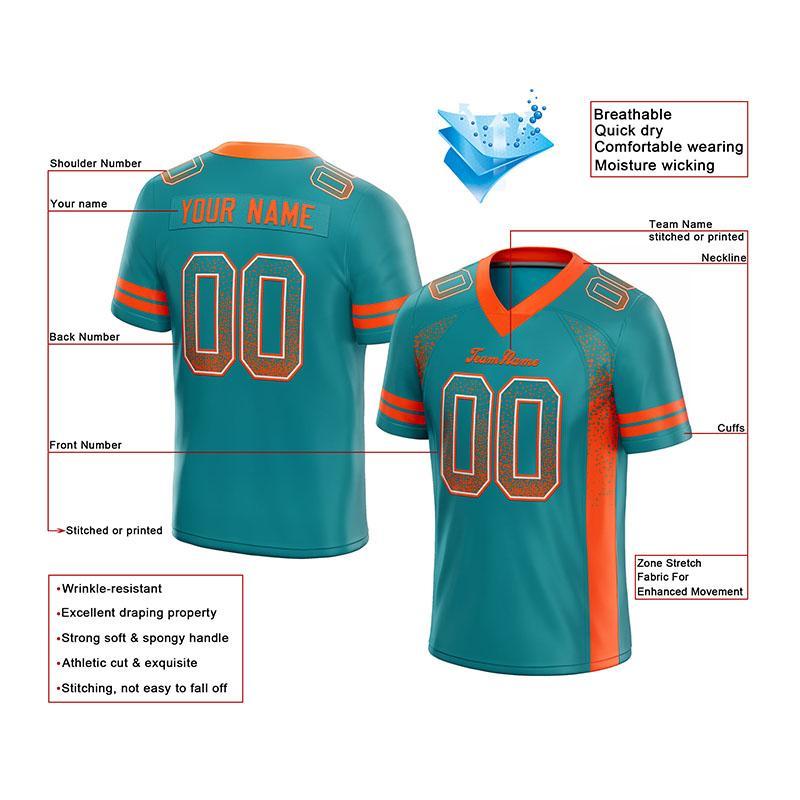 Benutzerdefinierte Authentisch Drift Mode Fußball Jersey Aqua-Orange Gittergewebe