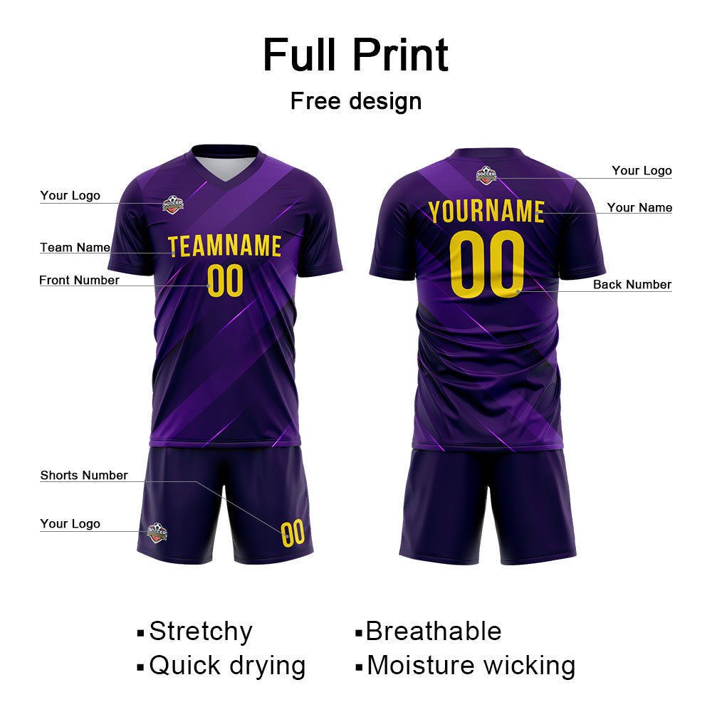 Benutzerdefinierte Fußball Trikots für Männer Frauen Personalisierte Fußball Uniformen für Erwachsene und Kind Lila