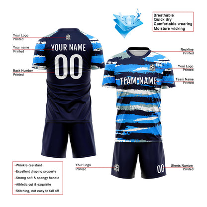 Benutzerdefinierte Fußball Trikots für Männer Frauen Personalisierte Fußball Uniformen für Erwachsene und Kind Blau