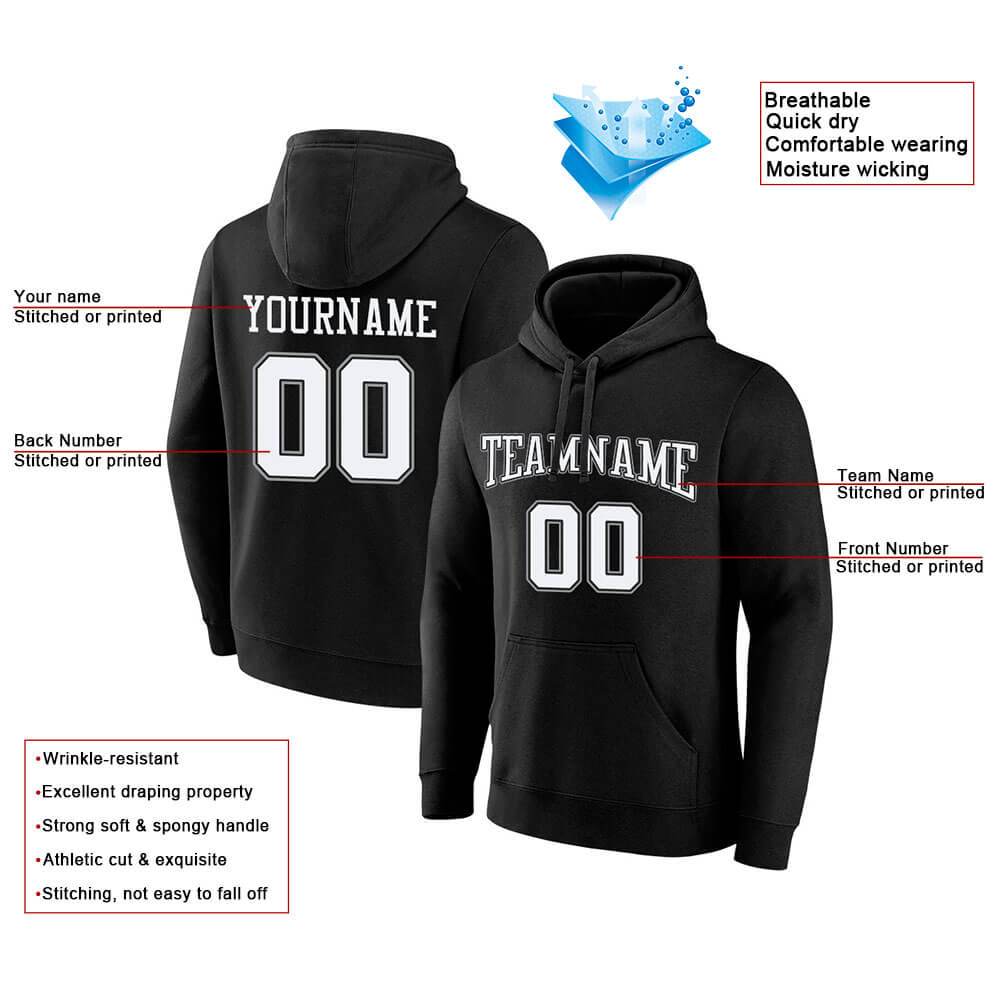 Benutzerdefinierte Authentisch Sweatshirt-Kapuzenpulli Blau-Orange-Weiß