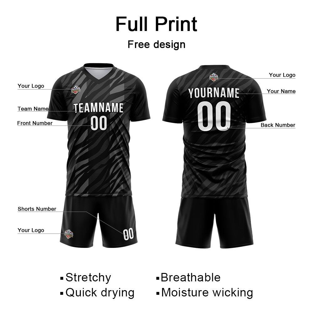 Benutzerdefinierte Fußball Trikots für Männer Frauen Personalisierte Fußball Uniformen für Erwachsene und Kind Schwarz-Dunkel Grau