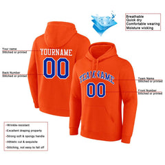 Benutzerdefinierte Authentisch Sweatshirt-Kapuzenpulli Orange-Blau-Weiß