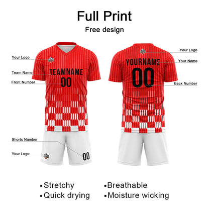 Benutzerdefinierte Fußball Trikots für Männer Frauen Personalisierte Fußball Uniformen für Erwachsene und Kind Rot-Weiß