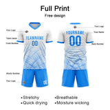 Benutzerdefinierte Fußball Trikots für Männer Frauen Personalisierte Fußball Uniformen für Erwachsene und Kind Weiß-Blau