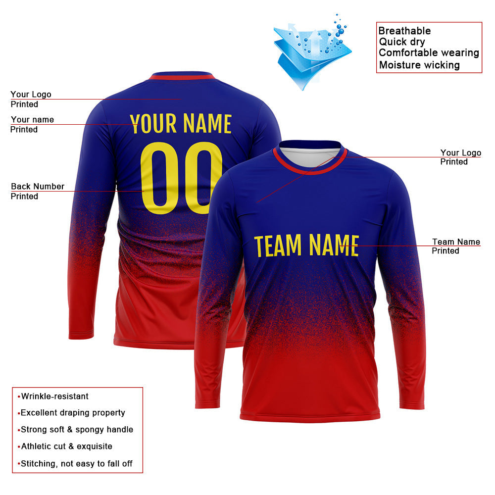 Kundenspezifisches Basketball Fußball Fußball Schießen langes T-Shirt für Erwachsene und Kinder Royal-Rot