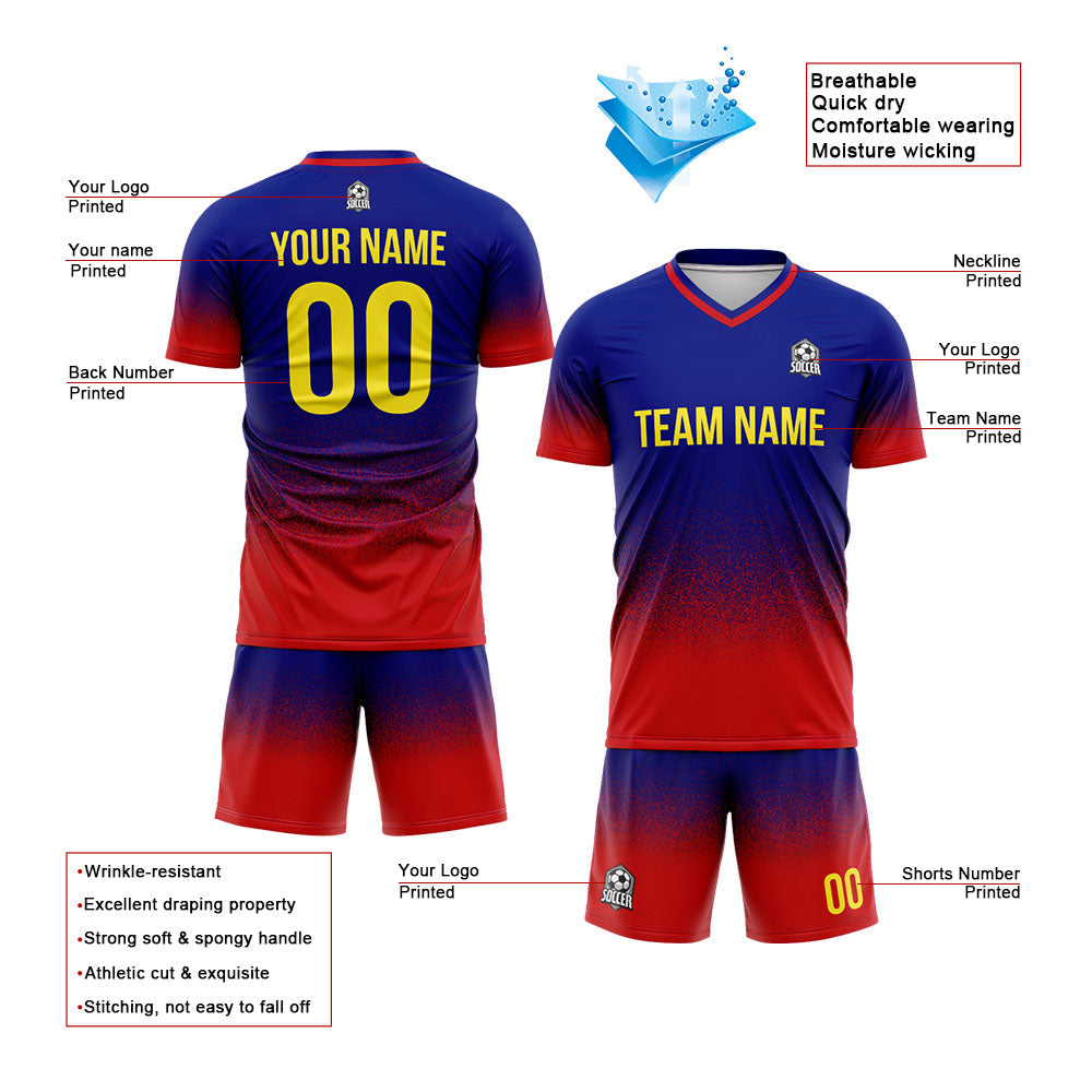 Benutzerdefinierte Fußball Trikots für Männer Frauen Personalisierte Fußball Uniformen für Erwachsene und Kind Rot&Royal