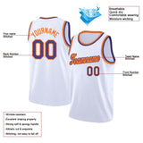 Benutzerdefinierte Authentisch Basketball Trikot Weiß-Orange-Violett
