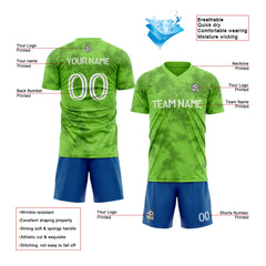 Benutzerdefinierte Fußballuniform Jersey Kinder Erwachsene Personalisiertes Set Jersey Shirt Grün