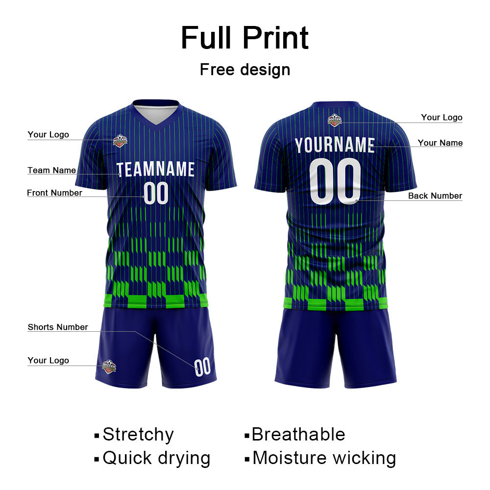 Benutzerdefinierte Fußball Trikots für Männer Frauen Personalisierte Fußball Uniformen für Erwachsene und Kind Royal-Grün