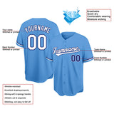 Benutzerdefinierte Authentisch Baseball-Trikot Hellblau-Weiß-Königlich Netz