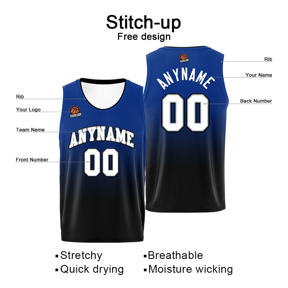 Benutzerdefinierte Basketball Jersey personalisiert genäht Name&Number&Logo Schwarz&Royal
