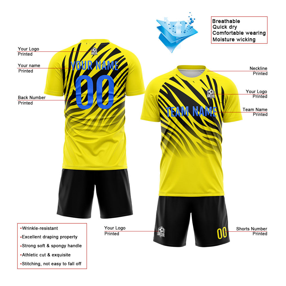 Benutzerdefinierte Fußball Trikots für Männer Frauen Personalisierte Fußball Uniformen für Erwachsene und Kind Gelb&Schwarz