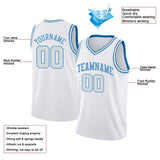 Benutzerdefinierte Authentisch  Basketball Trikot Hell Blau-Weiß