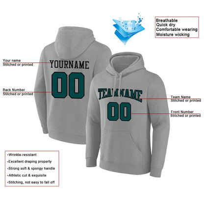 Benutzerdefinierte Authentisch Sweatshirt-Kapuzenpulli Grau-Grün-Schwarz