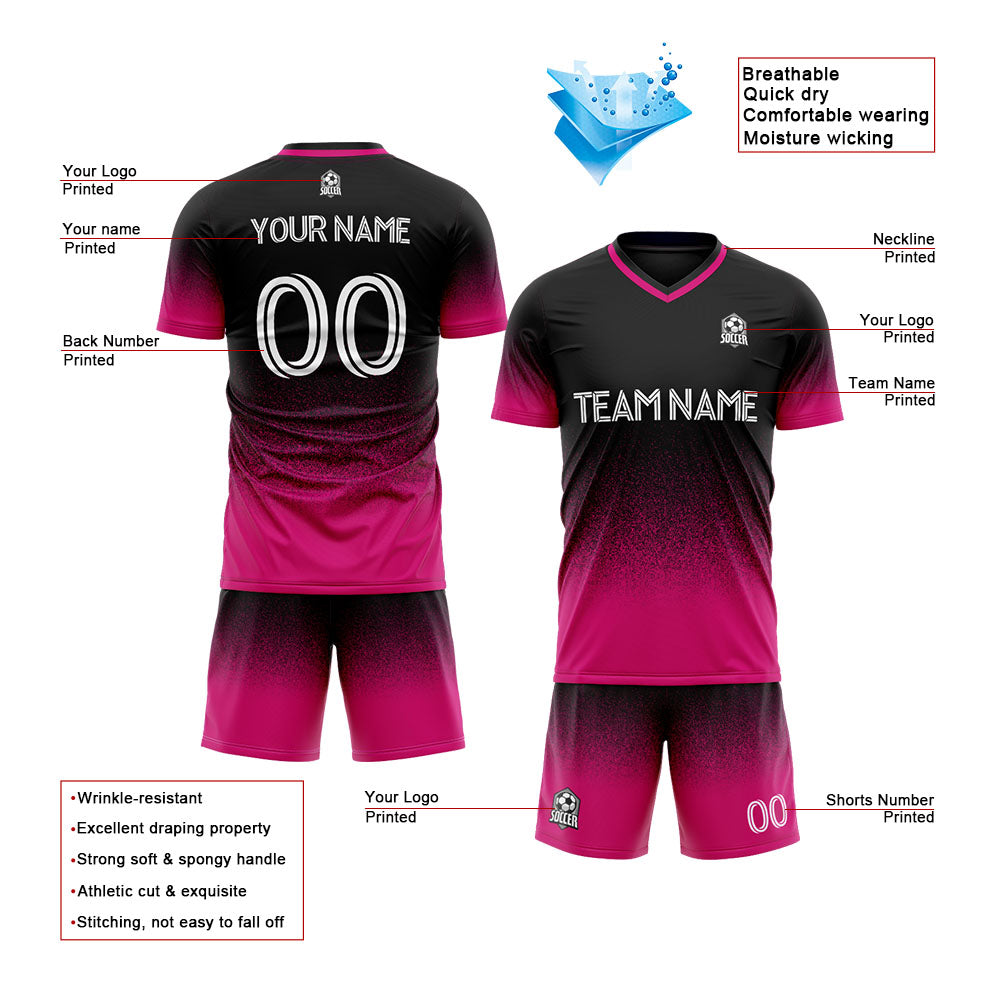Benutzerdefinierte Fußballuniform Jersey Kinder Erwachsene Personalisiertes Set Jersey Shirt Rosa