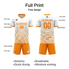 Benutzerdefinierte Fußball Trikots für Männer Frauen Personalisierte Fußball Uniformen für Erwachsene und Kind Weiß-Orange