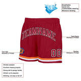 Benutzerdefiniert Authentisch Basketball Kurze Hose Rot-Weiß-Schwarz-Orange