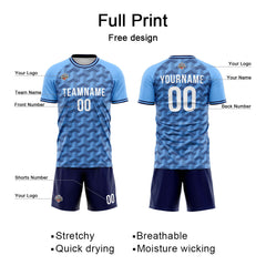 Benutzerdefinierte Fußball Trikots für Männer Frauen Personalisierte Fußball Uniformen für Erwachsene und Kind Blau-Marine