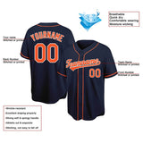 Benutzerdefinierte Authentisch Baseball-Trikot Marine-Orange-Weiß Netz