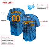 Benutzerdefiniert Vollständiger Druck Design Blau Gebatikt Authentisch Baseball Jersey