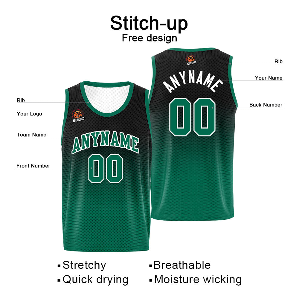 Benutzerdefinierte Basketball Jersey personalisiert genäht Name&Number&Logo Schwarz&Grün