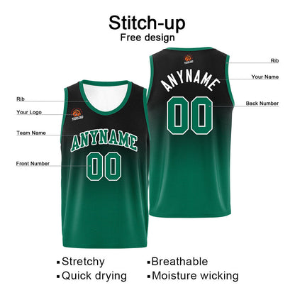Benutzerdefinierte Basketball Jersey personalisiert genäht Name&Number&Logo Schwarz&Grün