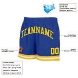 Benutzerdefiniert Weiß-Königlich-Gelb Authentisch Rückblick Basketball Kurze Hose