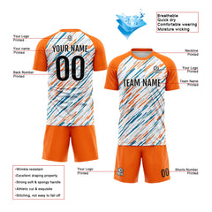 Benutzerdefinierte Fußball Trikots für Männer Frauen Personalisierte Fußball Uniformen für Erwachsene und Kind Weiß&Orange