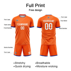 Benutzerdefinierte Fußball Trikots für Männer Frauen Personalisierte Fußball Uniformen für Erwachsene und Kind Orange