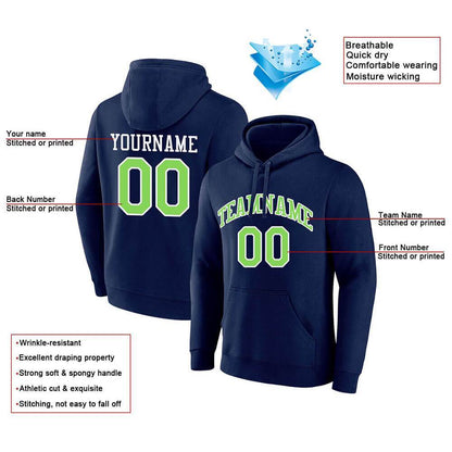 Benutzerdefinierte Authentisch Sweatshirt-Kapuzenpulli Neongrün-Marine-Weiß