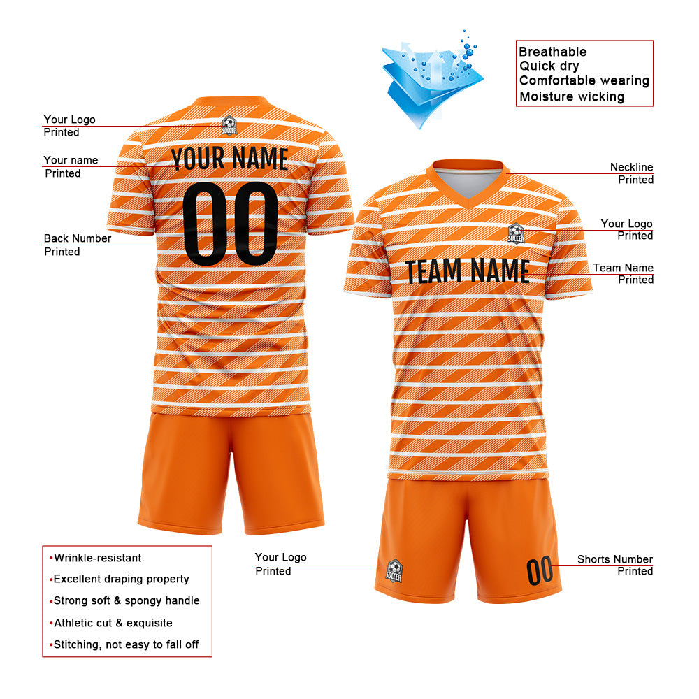 Benutzerdefinierte Fußball Trikots für Männer Frauen Personalisierte Fußball Uniformen für Erwachsene und Kind Orange