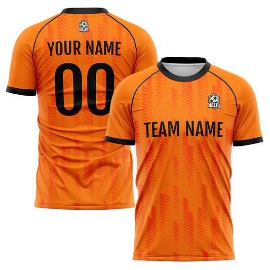 Benutzerdefinierte Fußball Trikots für Männer Frauen Personalisierte Fußball Uniformen für Erwachsene und Kind Orange&Schwarz