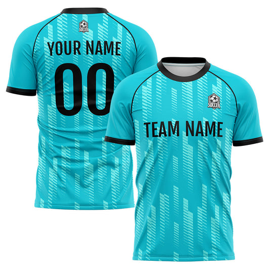 Benutzerdefinierte Fußball Trikots für Männer Frauen Personalisierte Fußball Uniformen für Erwachsene und Kind Teal&Schwarz