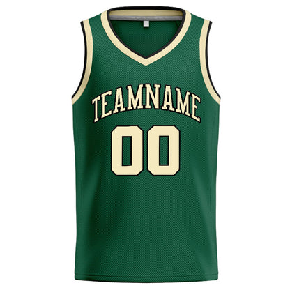 Benutzerdefinierte Authentisch  Basketball Trikot Grün-Creme-Schwarz