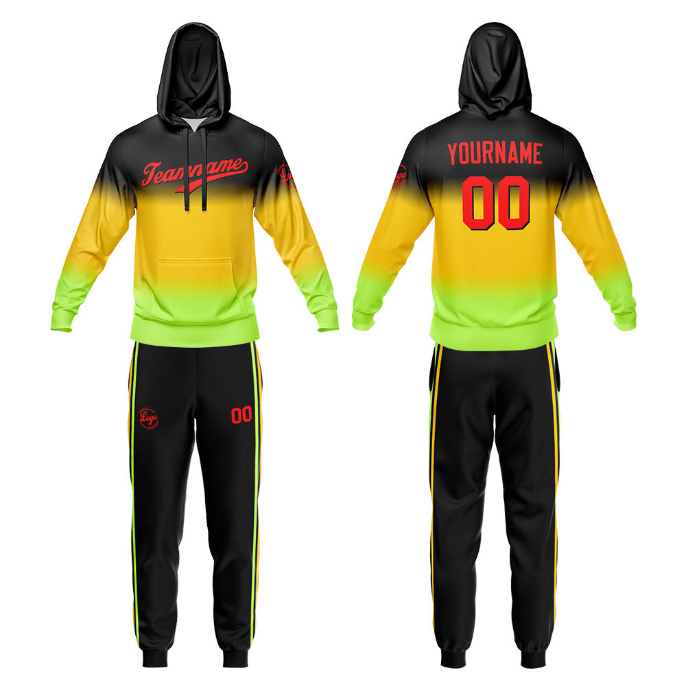 Benutzerdefiniert Gradient Sport Jersey Satz Zwanglos Sport Trainingsanzug Gelb- Grün