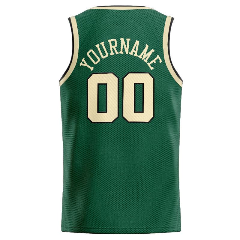 Benutzerdefinierte Authentisch  Basketball Trikot Grün-Creme-Schwarz