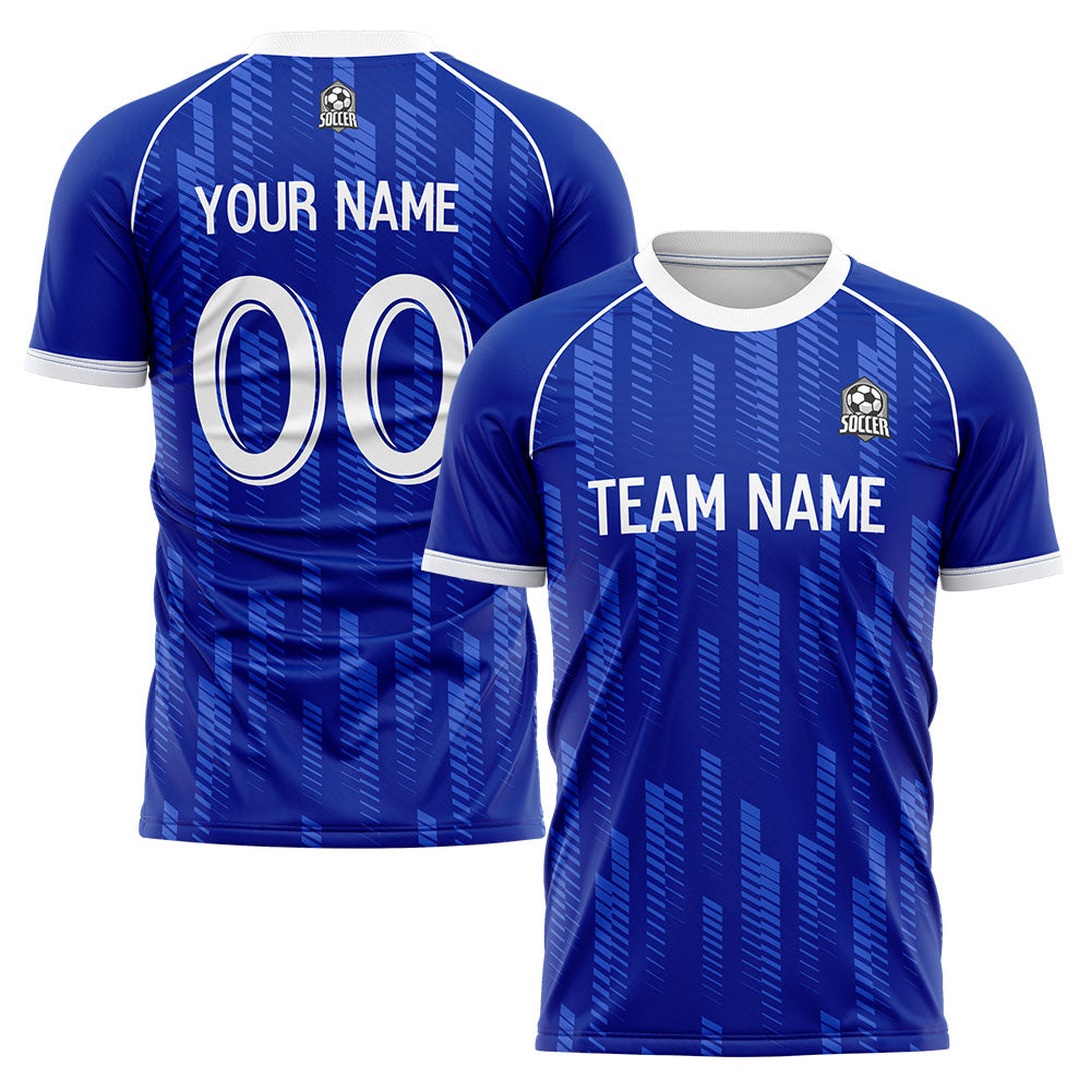 Benutzerdefinierte Fußballuniform Jersey Kinder Erwachsene Personalisiertes Set Jersey Shirt Blau