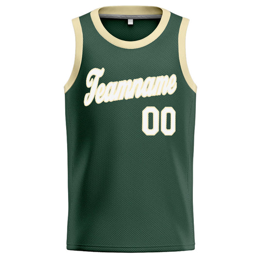 Benutzerdefinierte Authentisch  Basketball Trikot Grün-Weiß-Creme