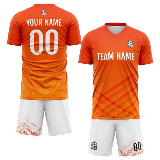 Benutzerdefinierte Fußball Trikots für Männer Frauen Personalisierte Fußball Uniformen für Erwachsene und Kind Orange&Weiß