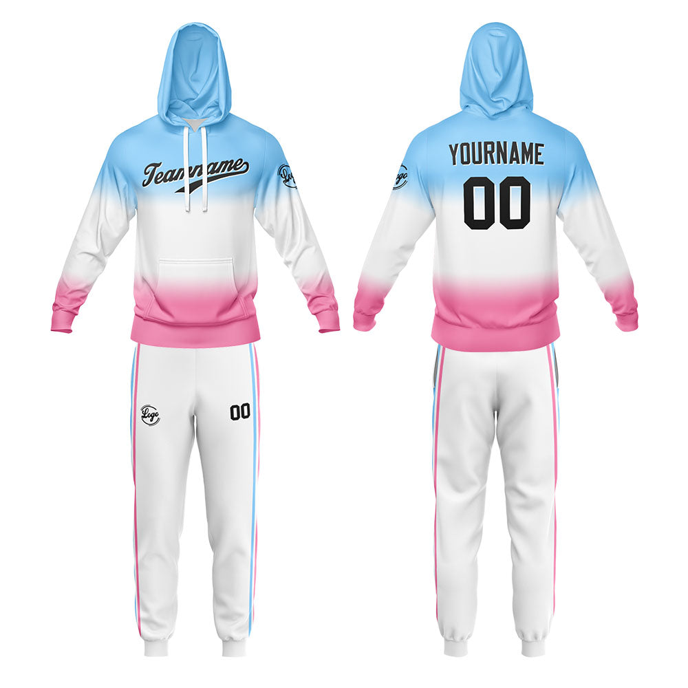 Benutzerdefiniert Gradient Sport Jersey Satz Zwanglos Sport Trainingsanzug Blau Weiß Rosa