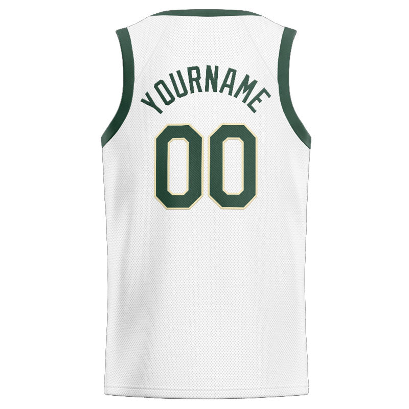 Benutzerdefinierte Authentisch  Basketball Trikot Weiß-Grün-Creme
