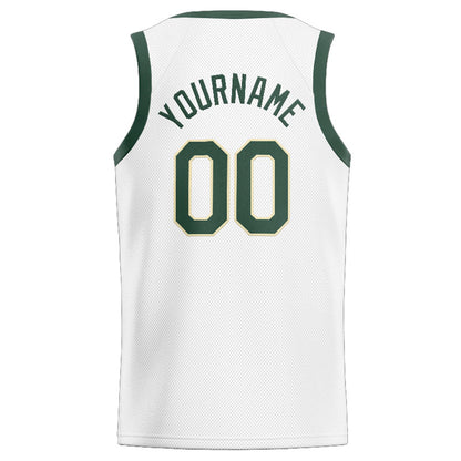 Benutzerdefinierte Authentisch  Basketball Trikot Weiß-Grün-Creme